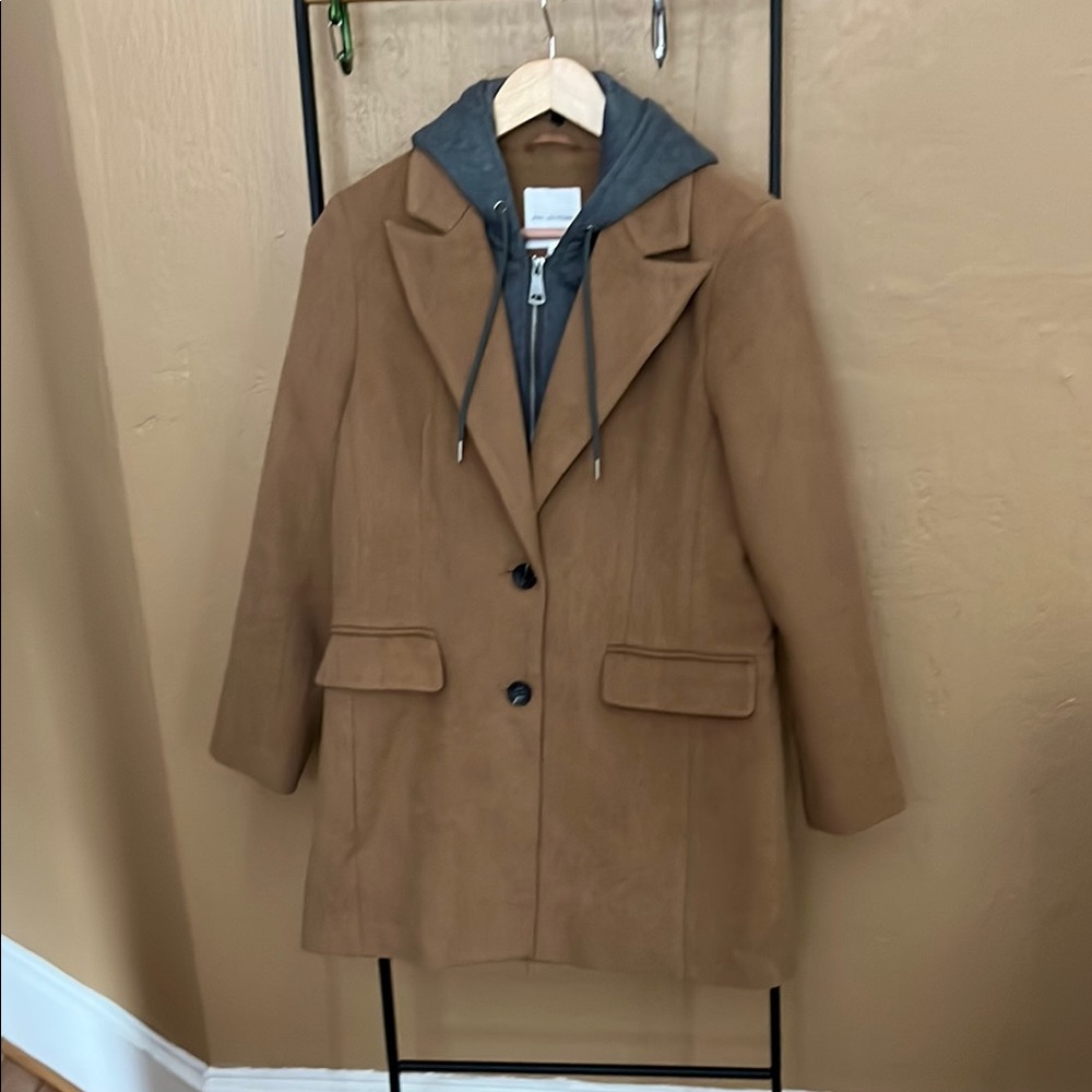 Avec Les Filles Brown and Gray Coat with Wide Lapels